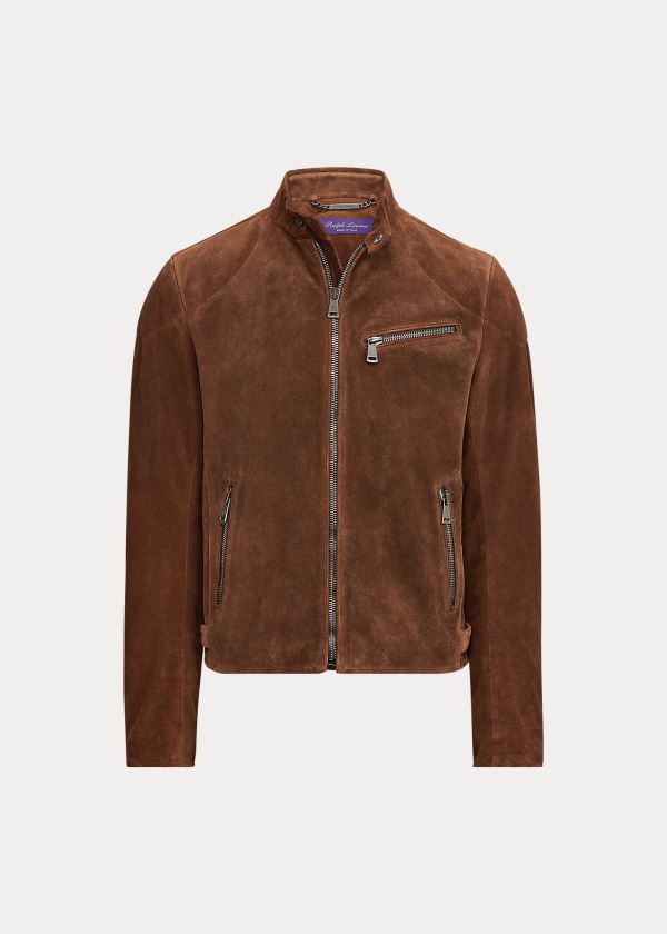 Chaquetas Ralph Lauren Hombre Marrom - Randall Suede Biker - SFDWN2463